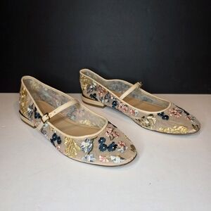 Ted Baker Daria Janes Floral Embroidered Women's Flats Size 9